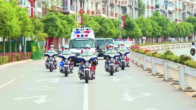 巡逻车队 警车开道 护卫队