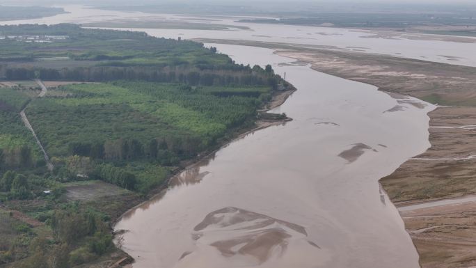 黄河中下游河南段黄河湿地黄河滩涂航拍