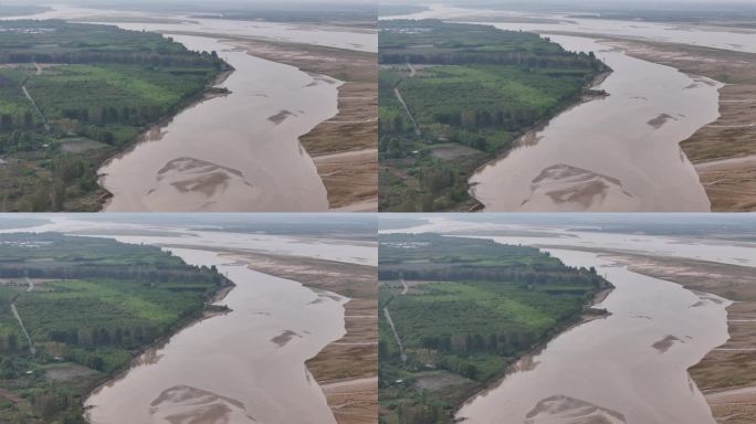 黄河中下游河南段黄河湿地黄河滩涂航拍