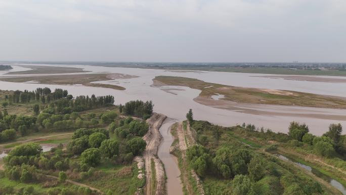 黄河中下游河南段黄河湿地黄河滩涂航拍