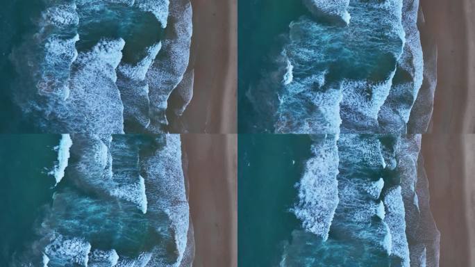 航拍泰国普吉岛海面波浪冲刷海滩景观慢镜头