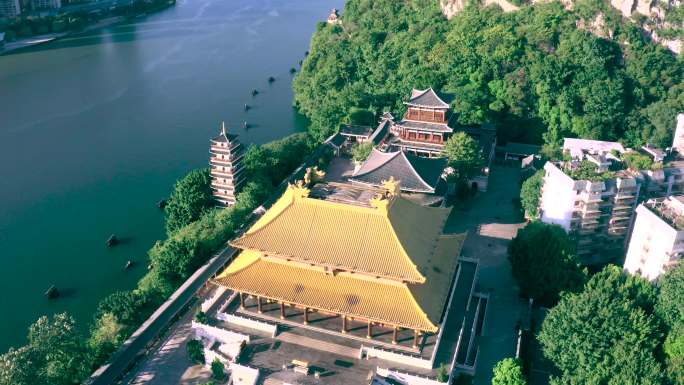 中国广西柳州文庙中式传统建筑航拍