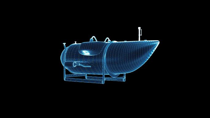 潜水器蓝色科技线框