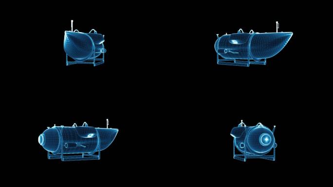 潜水器蓝色科技线框