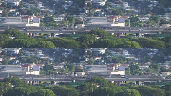 火奴鲁鲁高速公路的侧视图，4k