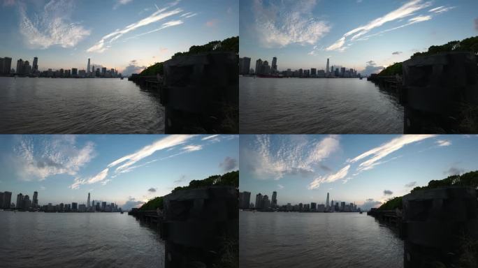 上海北外滩晚霞日落延时摄影