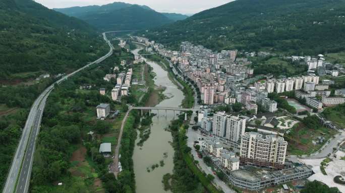 巴中市南江县正直镇航拍风景