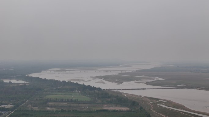 黄河中下游河南段黄河湿地黄河滩涂航拍