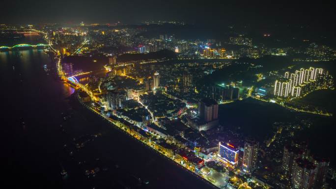 梧州中心城区夜景航拍延时视频