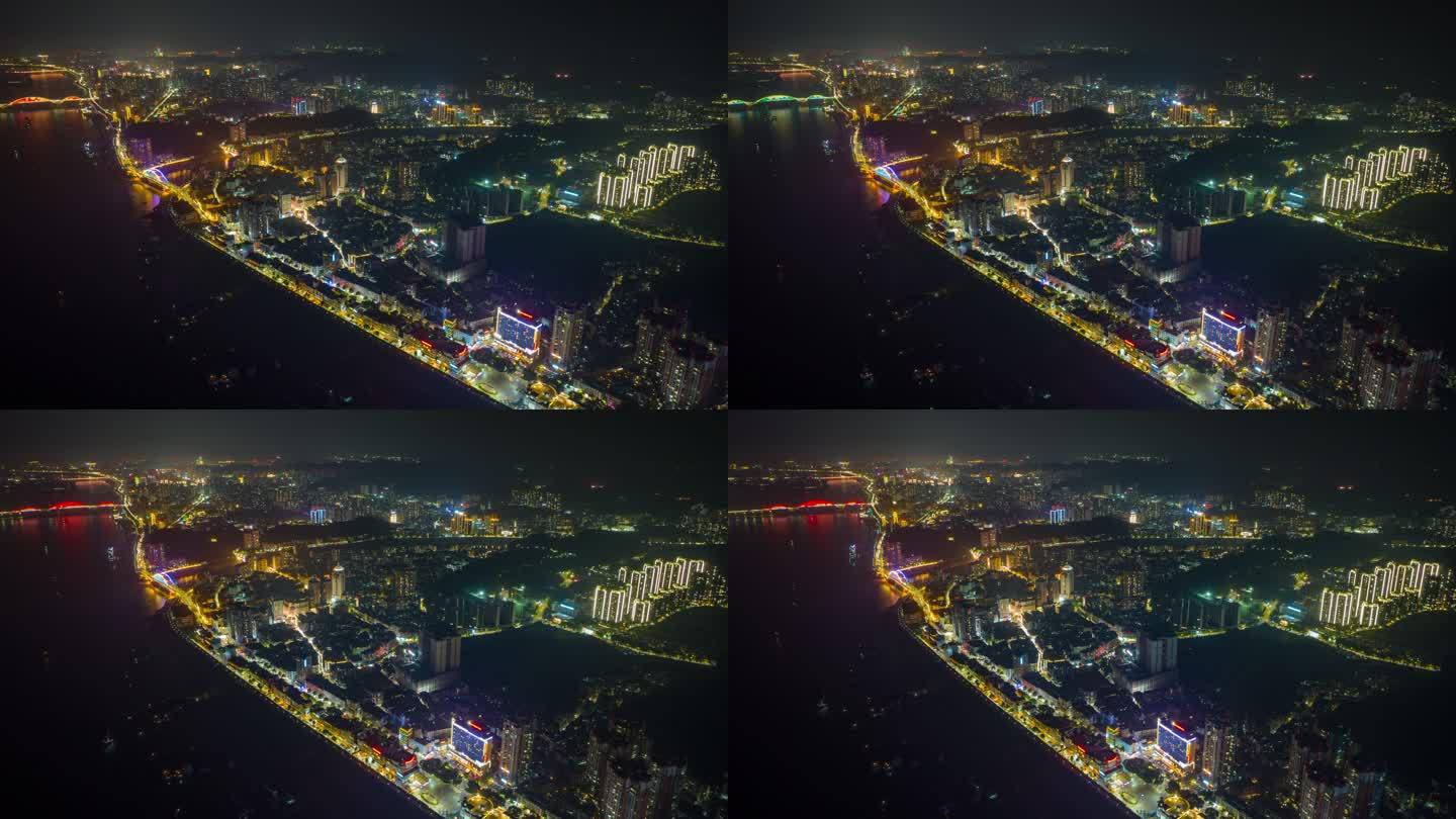 梧州中心城区夜景航拍延时视频