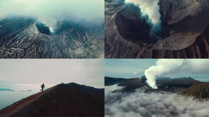 印尼活火山口航拍
