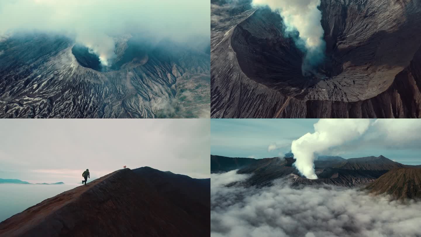 印尼活火山口航拍