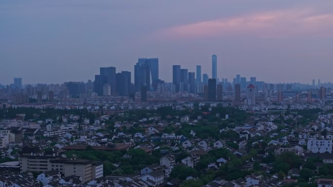 航拍苏州盘门景区中式园林建筑苏州古城