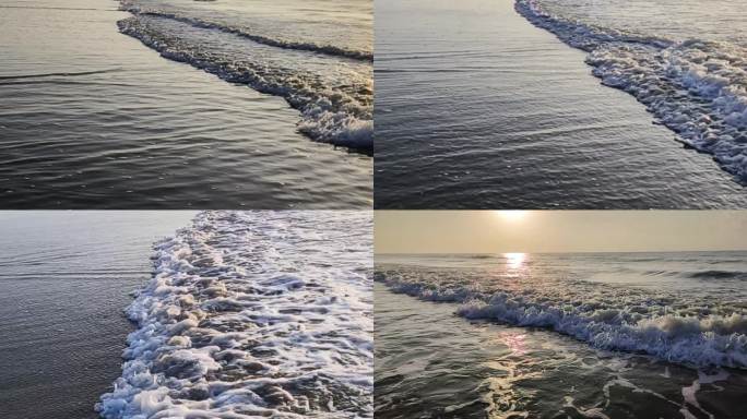 大海潮汐涨潮波浪波涛汹涌浪花冲击海边冲浪