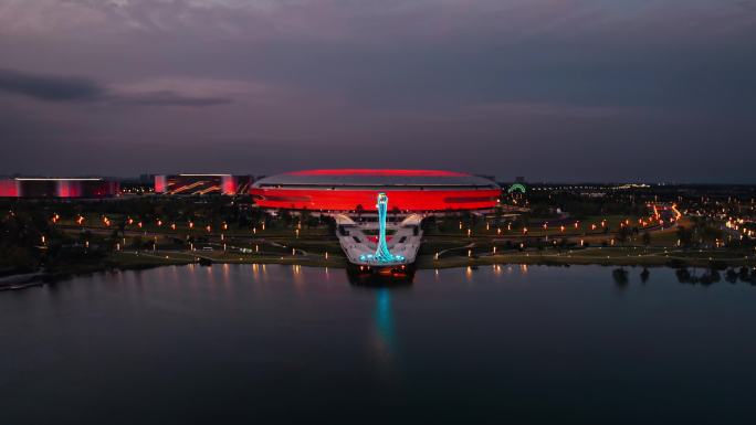 成都东安湖体育公园夜景航拍