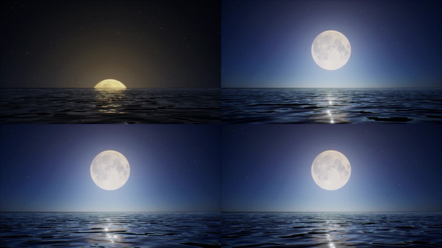 水面升起月亮