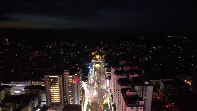 贵州凯里北京西路城市夜景灯光交通航拍