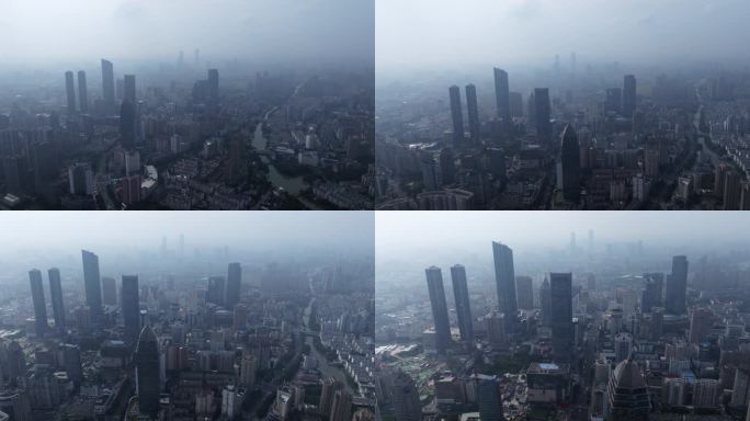 【5k合集2】航拍苏州无锡雾霾中的城市