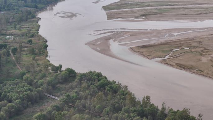 黄河中下游河南段黄河湿地黄河滩涂航拍