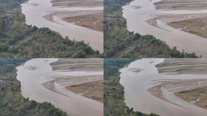 黄河中下游河南段黄河湿地黄河滩涂航拍