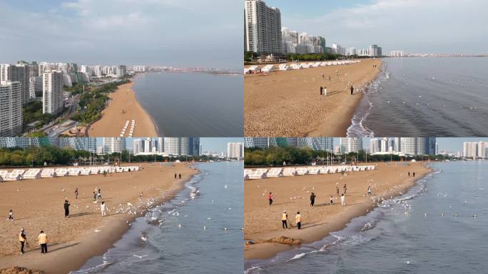 航拍：秦皇岛金梦海湾沙滩浴场