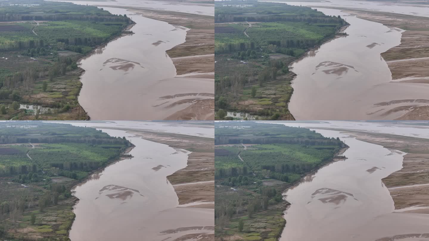 黄河中下游河南段黄河湿地黄河滩涂航拍