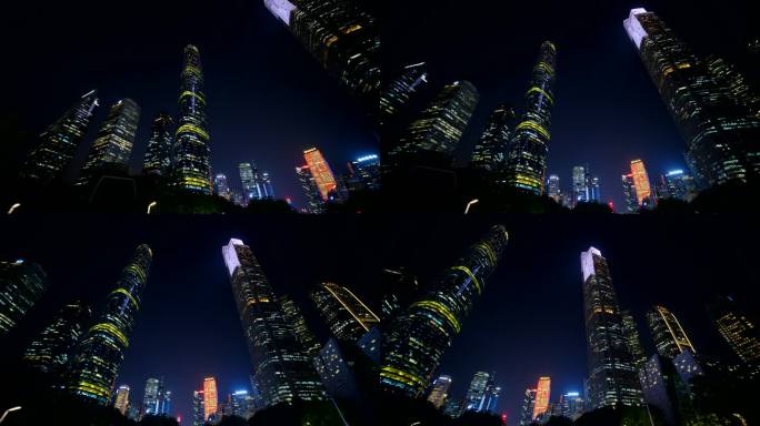 广州珠江新城花城广场高楼大厦建筑群夜景