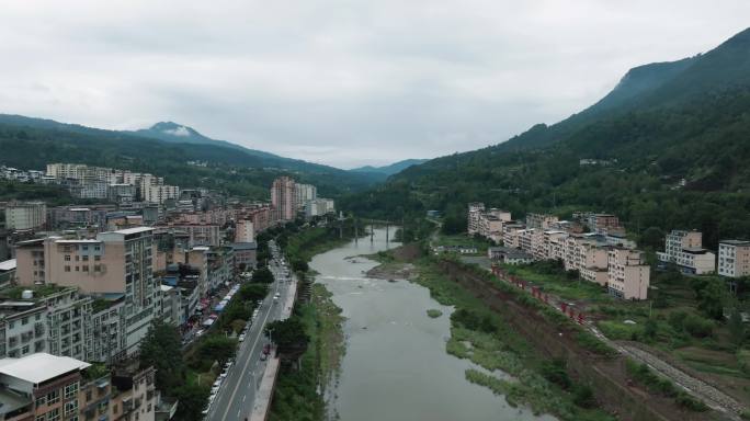 巴中市南江县正直镇航拍风景