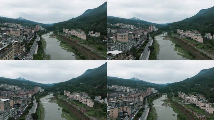 巴中市南江县正直镇航拍风景