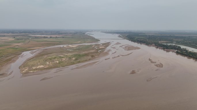 黄河中下游河南段黄河湿地黄河滩涂航拍