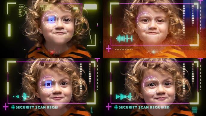 年轻女孩的脸被科技扫描