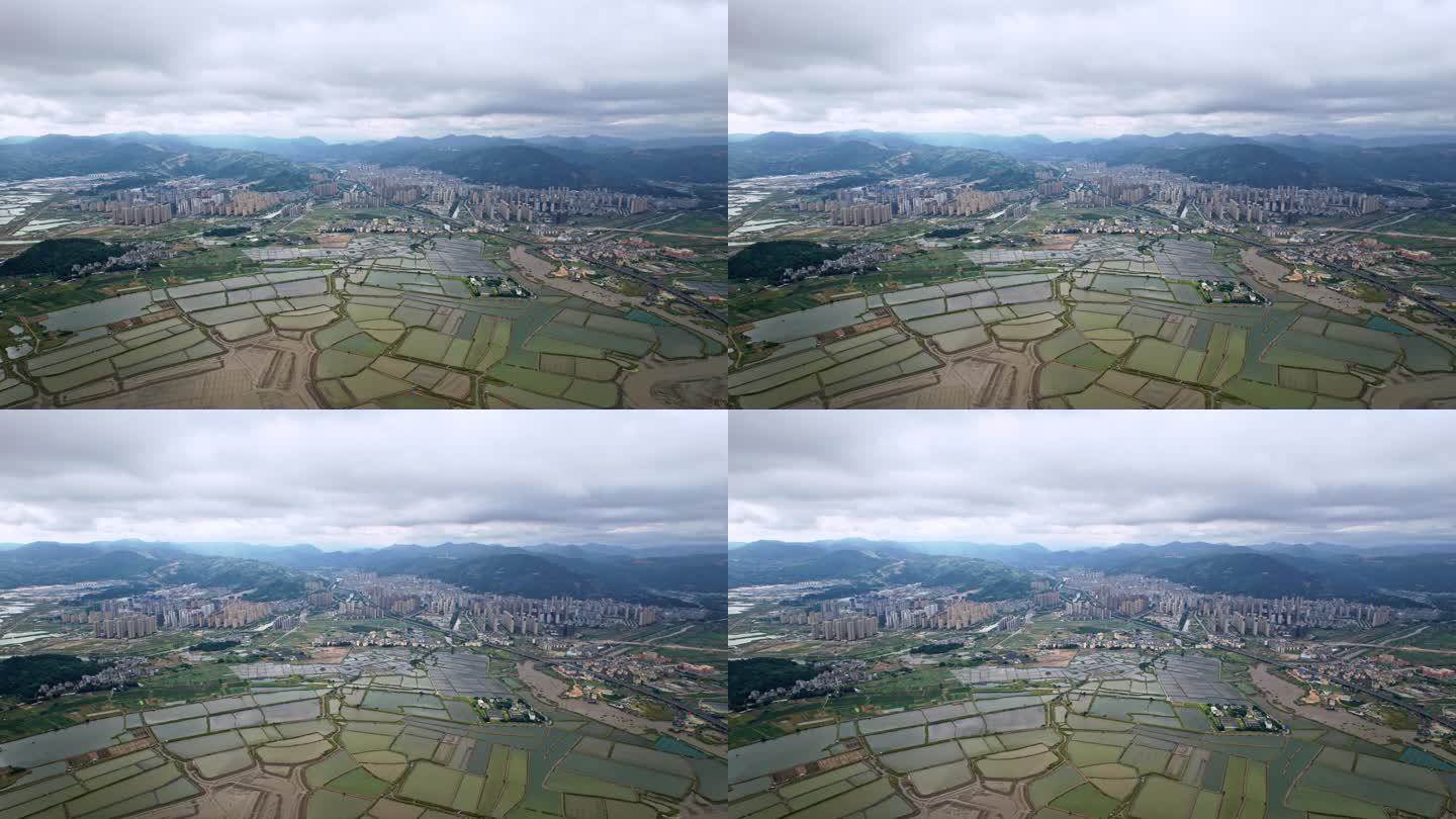 航拍福建宁德霞浦北岐滩涂 霞浦县城全景