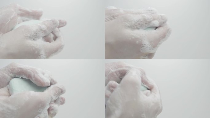 用肥皂洗手。