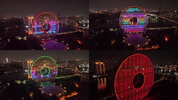 广州圆夜景 4K分辨率超高清航拍素材
