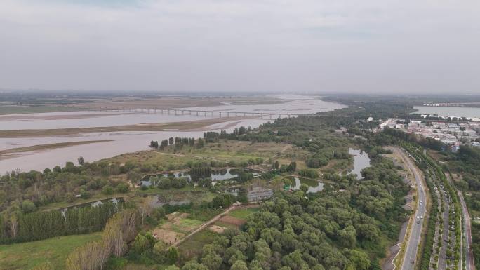 黄河中下游河南段黄河湿地黄河滩涂航拍