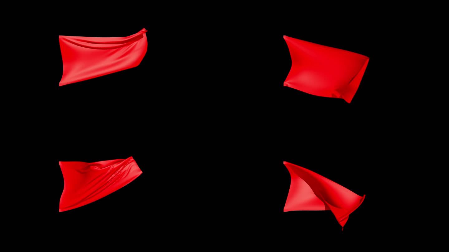 4k红色旗帜飘扬无限循环带alpha
