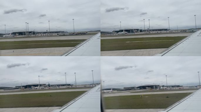 飞机窗外风景第一视角机翼机场飞机起飞起跑
