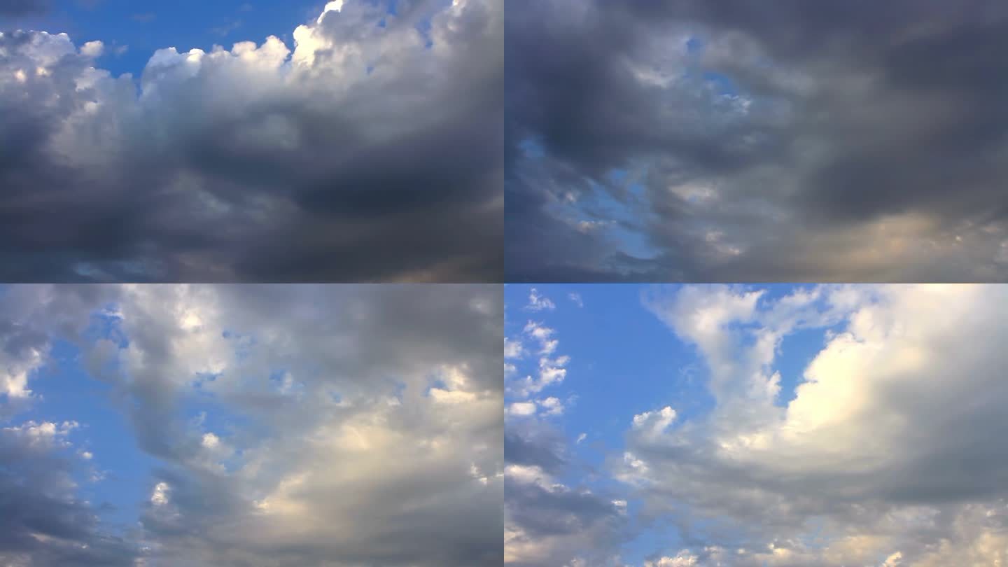 乌云划过深蓝色的天空。15秒，30帧/秒的高清延时云景。