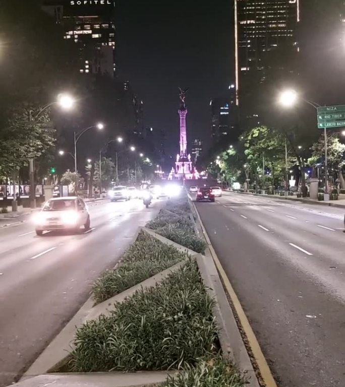 墨西哥城改革大道独立纪念碑的夜景