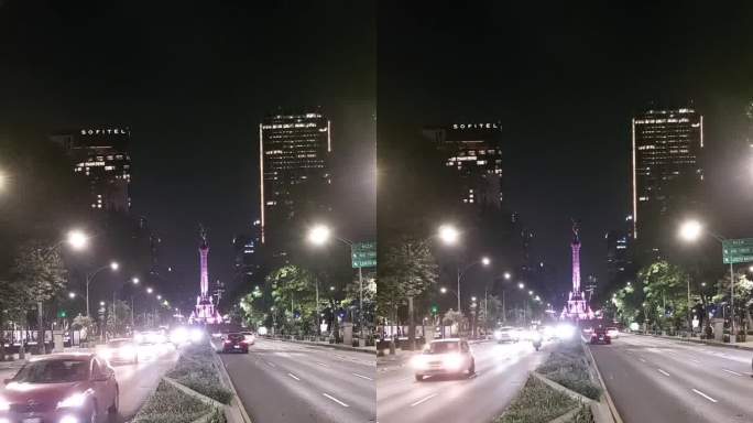 墨西哥城改革大道独立纪念碑的夜景