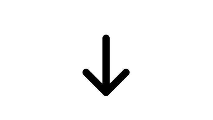 向下指向的箭头动画，白色透明背景上的箭头动画，包括alpha通道。