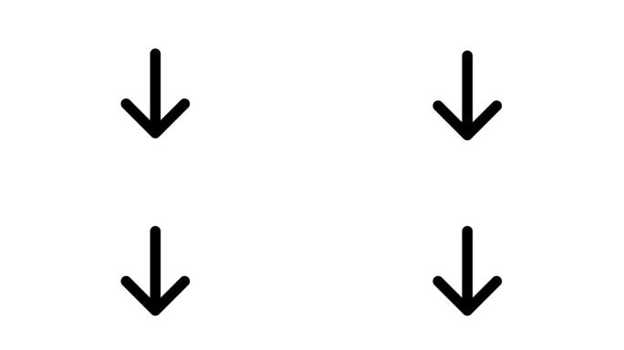 向下指向的箭头动画，白色透明背景上的箭头动画，包括alpha通道。