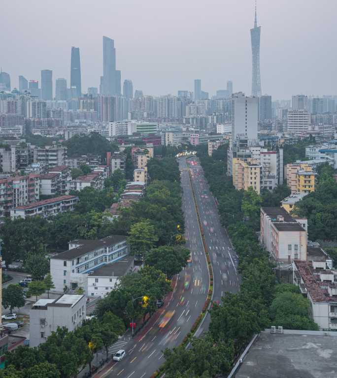 广州新港西路车流地标