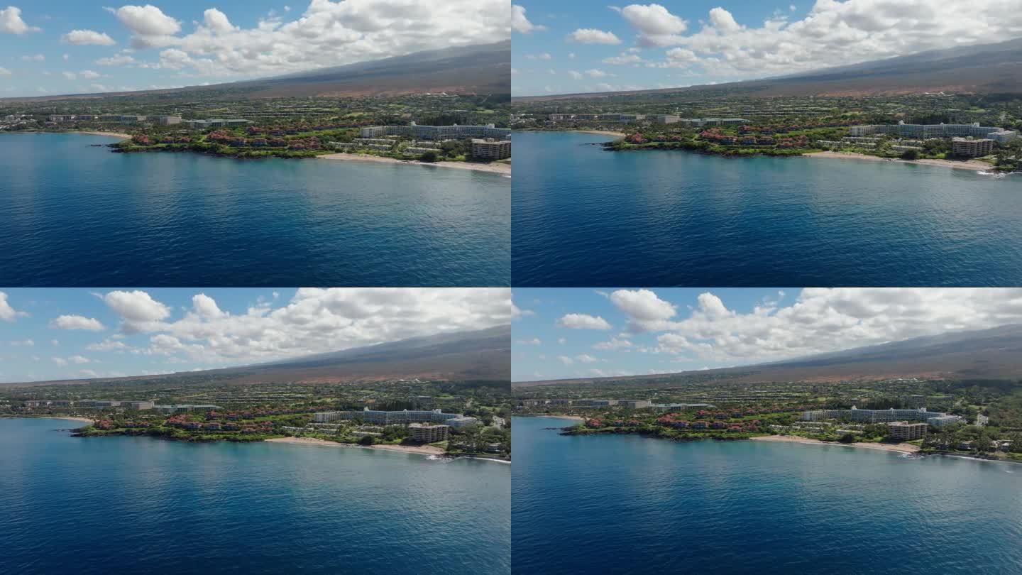 夏威夷毛伊岛威利亚热带沙滩鸟瞰图