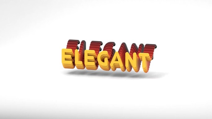 在白色背景上孤立的梯度词Elegant的3d渲染循环动画