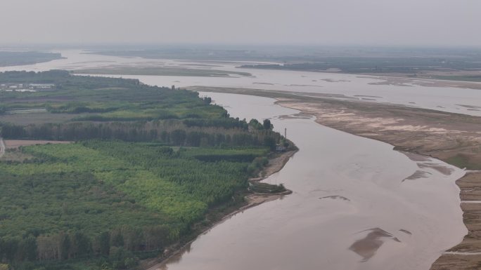 黄河中下游河南段黄河湿地黄河滩涂航拍