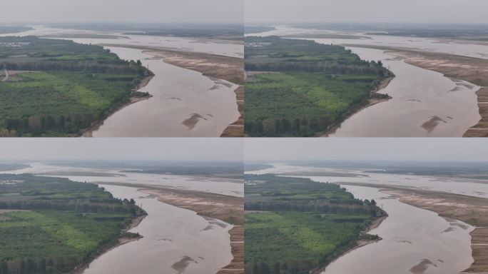 黄河中下游河南段黄河湿地黄河滩涂航拍