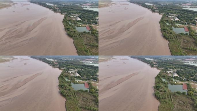 黄河中下游河南段黄河湿地黄河滩涂航拍