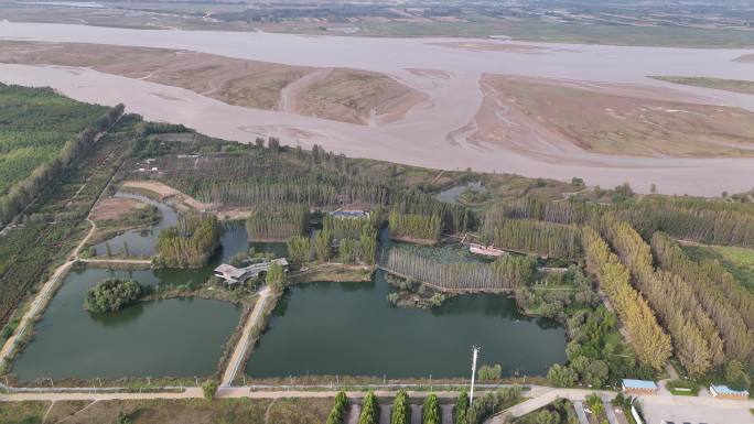 河南郑州黄河国家湿地公园航拍