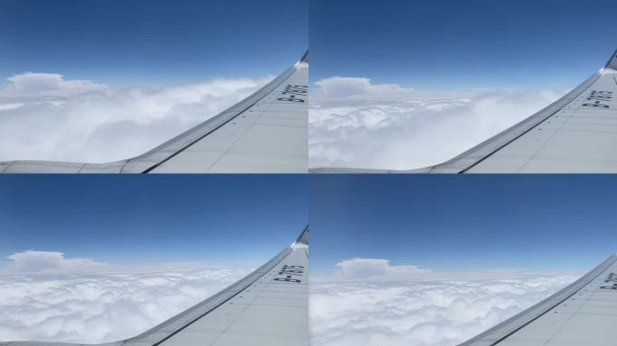 飞机窗外风景云海空中飞行机舱第一视角风光